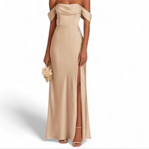 NWT Birdy Grey Gold Mia convertible bridesmaids dress formal gown